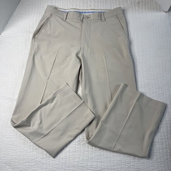 Footjoy FJ Mens Golf Pants W33/L30 Beige Stretch Flat-Front Style Casual - Picture 3 of 11